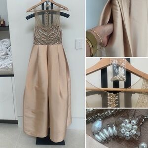 PatBo Hand-Beaded Ball Gown in Champagne size 8